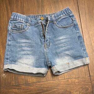 SHEIN Blue Distressed Denim Shorts Mid-Thigh